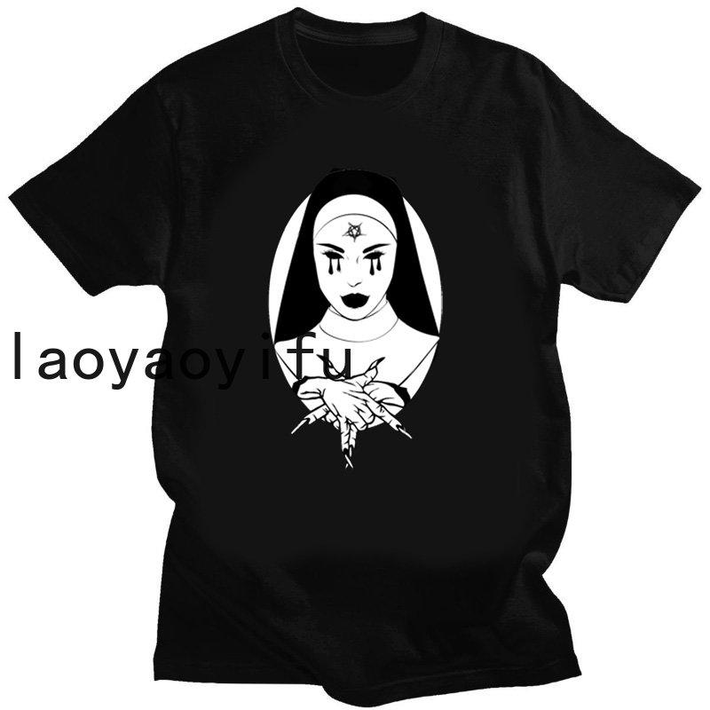Bad Fun Nun Religion Tshirt New Men Print Aesthetic Shirt O-Neck Short Sleeves Summer Casual Homme O-Neck Tee Shirt Streetwear