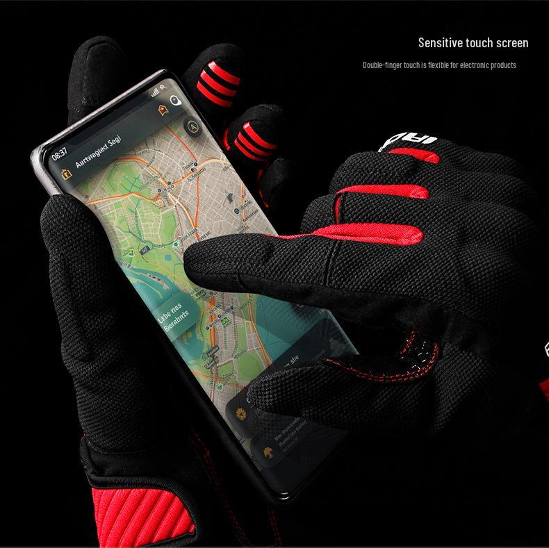 Sommerliche atmungsaktive Touchscreen-Motorrad-Vollfinger-Rennsporthandschuhe - Rutschfest und verschleißfest für Outdoor-Sportarten