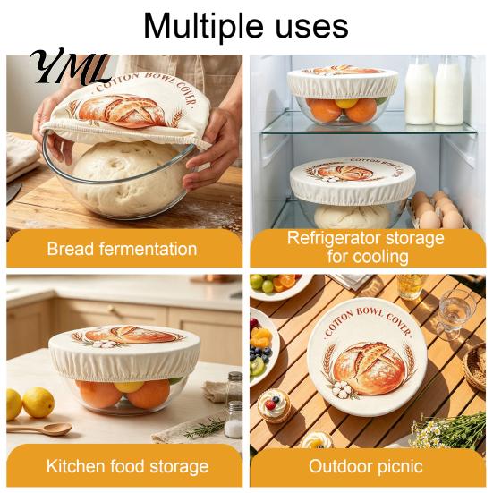 Cotton Proofing Covers for Sourdough Starter Jar Cover, Reusable Elastic Dough Fermentation Bowl Cloth Baking Breathable Fabric And Food Preservation