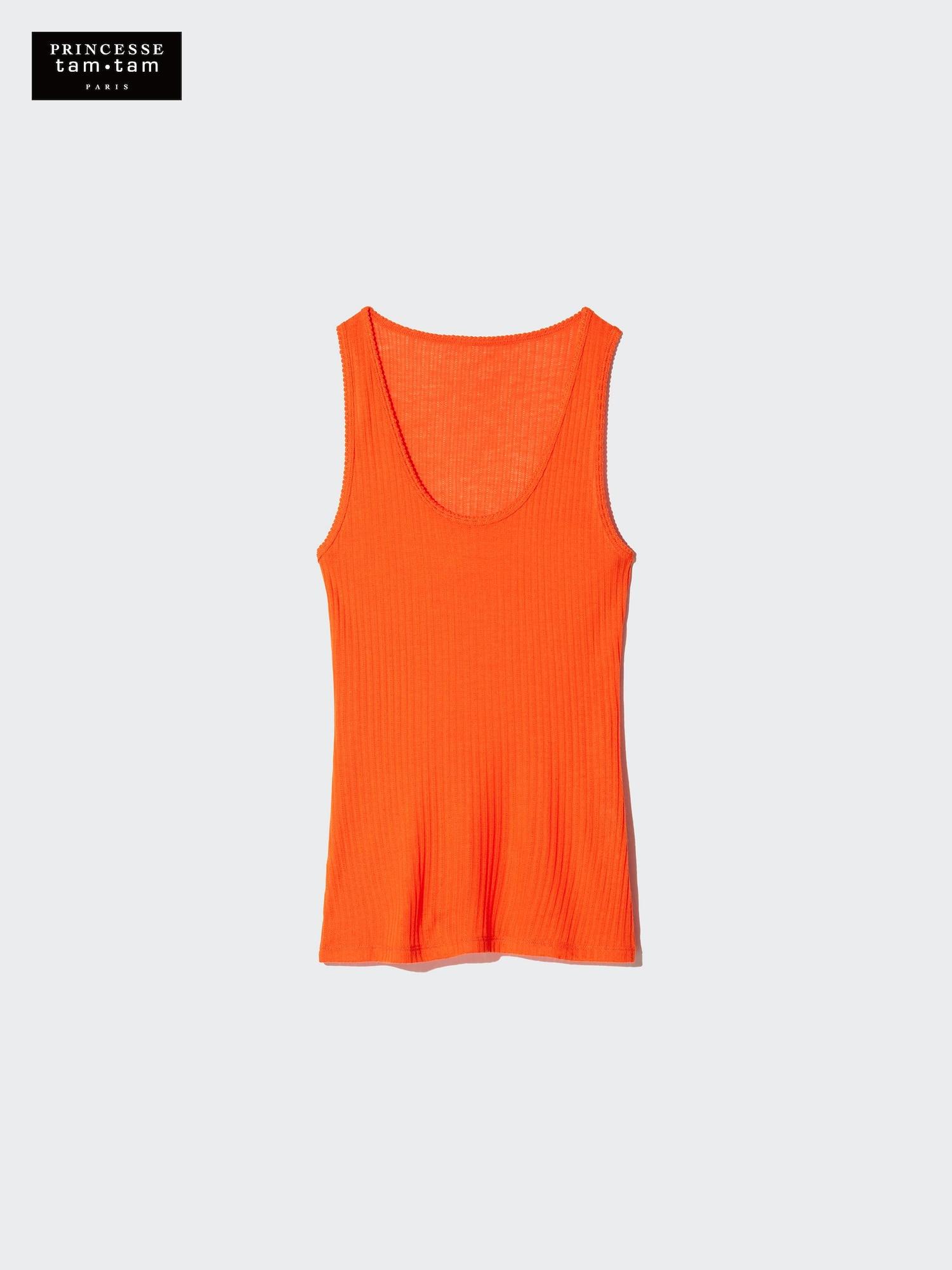 Uniqlo Топ-майка Heattech с кашемиром, ажурный 25 ORANGE/S