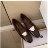 Leather French retro round head white Mary Jane women's shoes temperament shallow mouth versatile single shoes women's flat bottom