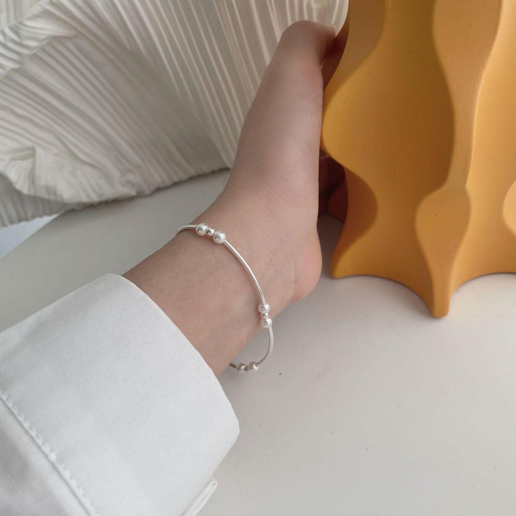 S925 Sterling Silver Simple Pearl Bracelet - Hypoallergenic, Elegant Light Luxury Gift for Girlfriends