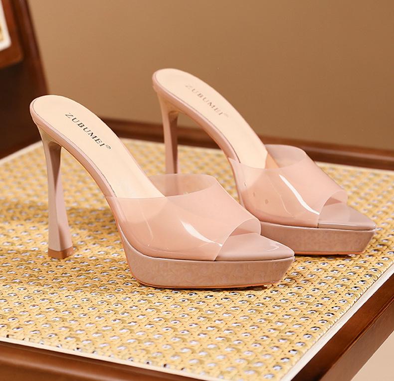 Atemberaubende wasserdichte Plateau-High-Heel-Slipper - Damen 2026 Frühling/Sommer Open-Toe Stiletto Elegante Absätze