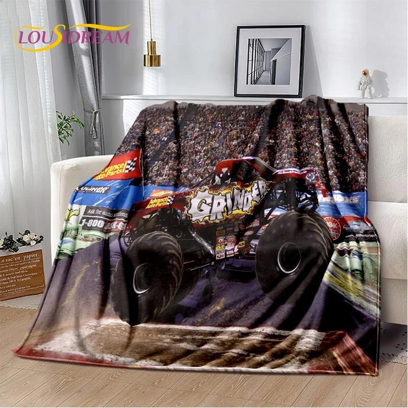 Monster Truck 3D Monster Jam Cartoon Soft Flannel Blanket for Bed Bedroom Sofa Picnic,Throw Blanket for Outdoor Leisure Nap Gift