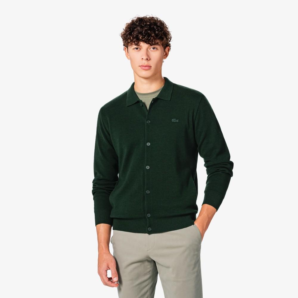 [lacoste] Men's Button Collar Cardigan AH092E-55NL7A