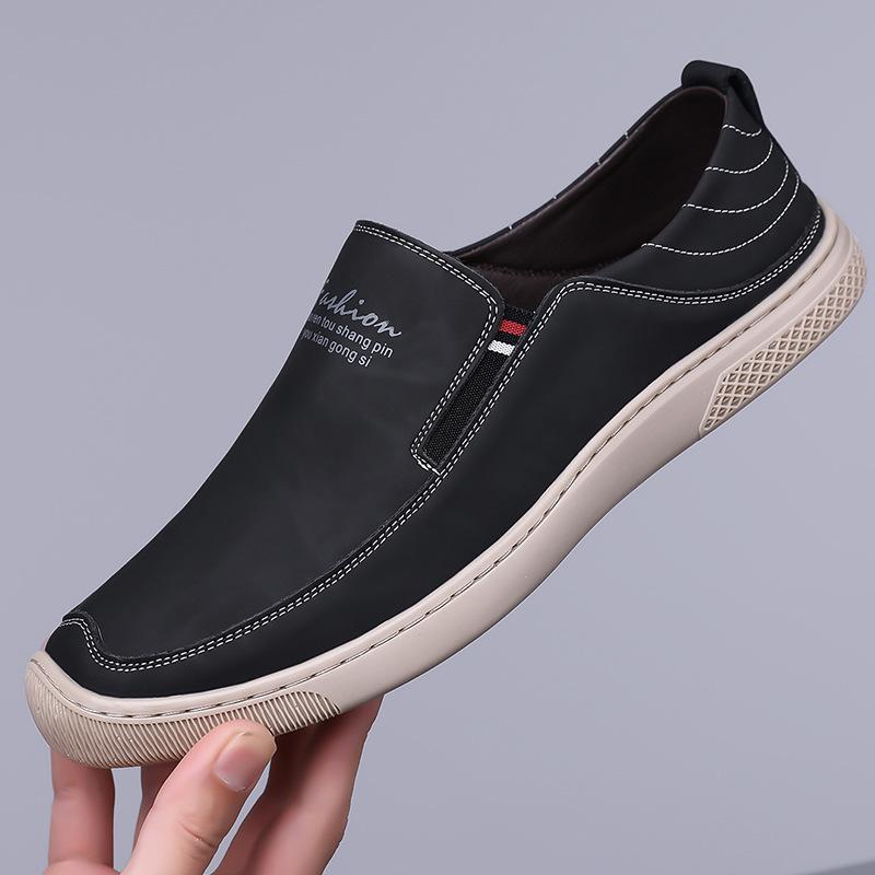 

2025 spring new casual men s leather shoes soft leather soft sole daily versatile one pedal leather trend single shoes 38