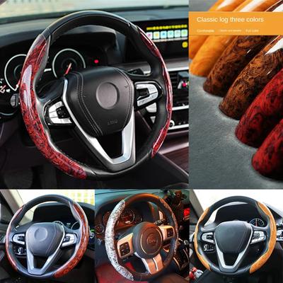 Set Carte Volante Modificato per Auto Grana Legno di Pesco Ultrasottile Universale Antiscivolo Mezzo Set Carte Decorative Guanti Manopola Auto