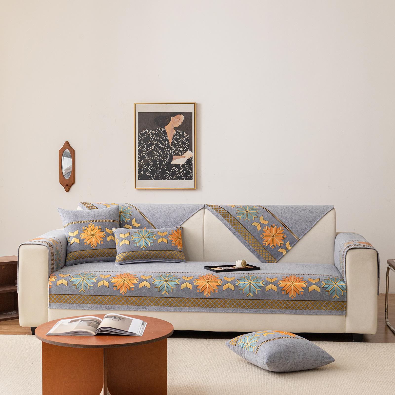 

Simple chenille sofa cushion cover cloth four seasons universal non-slip anti-cat scratch sofa cover blanket 70x70cm 1pc сірий