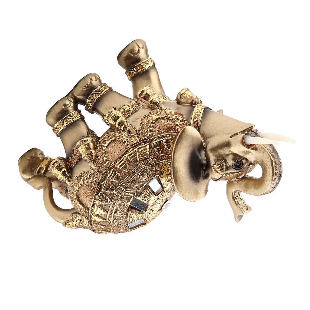 Lucky Feng Shui Golden Elephant Statue Sculpture Wealth Figurine Gift Home Decoration