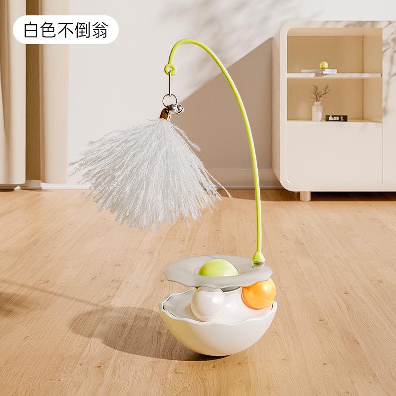 Tumbler Feather Cat Toy Interactive Self-Play Catnip Teaser for Indoor Kittens