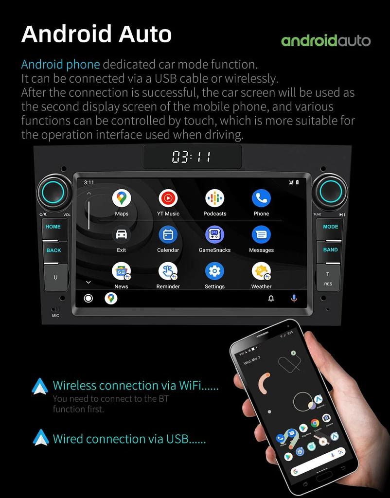 Android Radio for Opel Antara Astra H Corsa C D Meriva Signum Combo Zafira Vivaro Multimedia Carplay GPS Navigation LED Clock HU