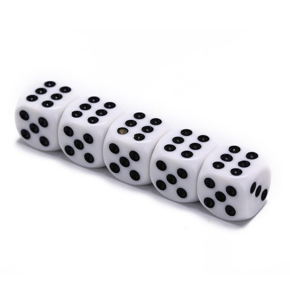 5Pcs/10Pcs 14mm/10mm 6 Sided Drinking Dice White Dices Round Corner Point Dice Set Game Accessory Acrylic Cubes RPG Dice