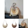 Simple Solid Color Dumpling Shaped Women Casual Shoulder Woven Crossbody Bag For Summer Beach Casual Wear