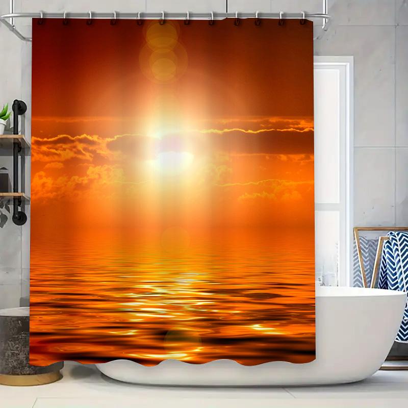

Red And Black Striped Waterproof Shower Curtain Set For Bathroom Decor Modern Style Washable Fabric Suitable For Hotel Homes Bla W60H190(CM)-1 Pcs