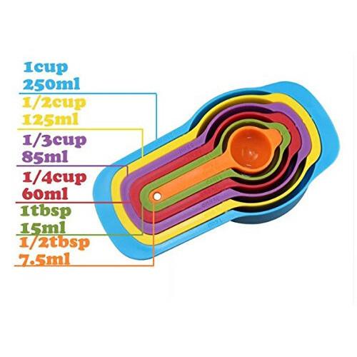 RSINC 6 Pcs Measuring Baking Spoons Cups Kitchen Tools Teaspoon Rainbow Colors JL186515847711