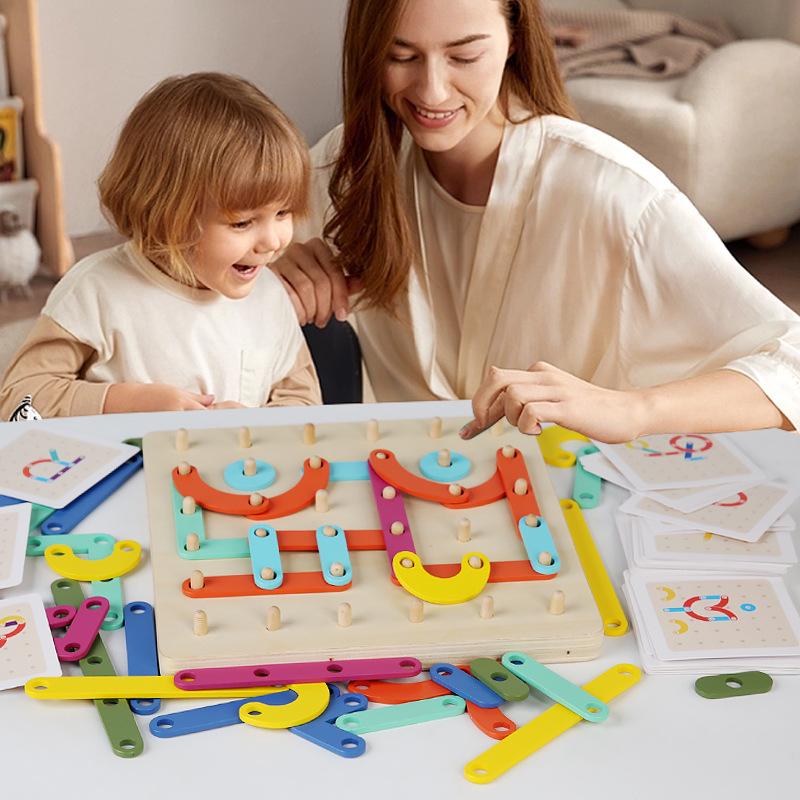 Montessori Shape-Changing Pegboard Puzzle for Kids