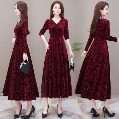 Lady Petticoats Übergröße Damen Kleid Blumenmuster V-Ausschnitt Frühling Elegantes langes Kleid für Hochzeit