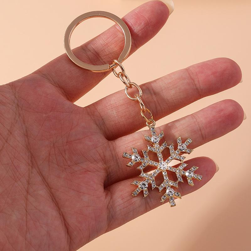 Christmas Snowflake Rhinestone Alloy Keychain & Phone Lanyard Backpack Pendant