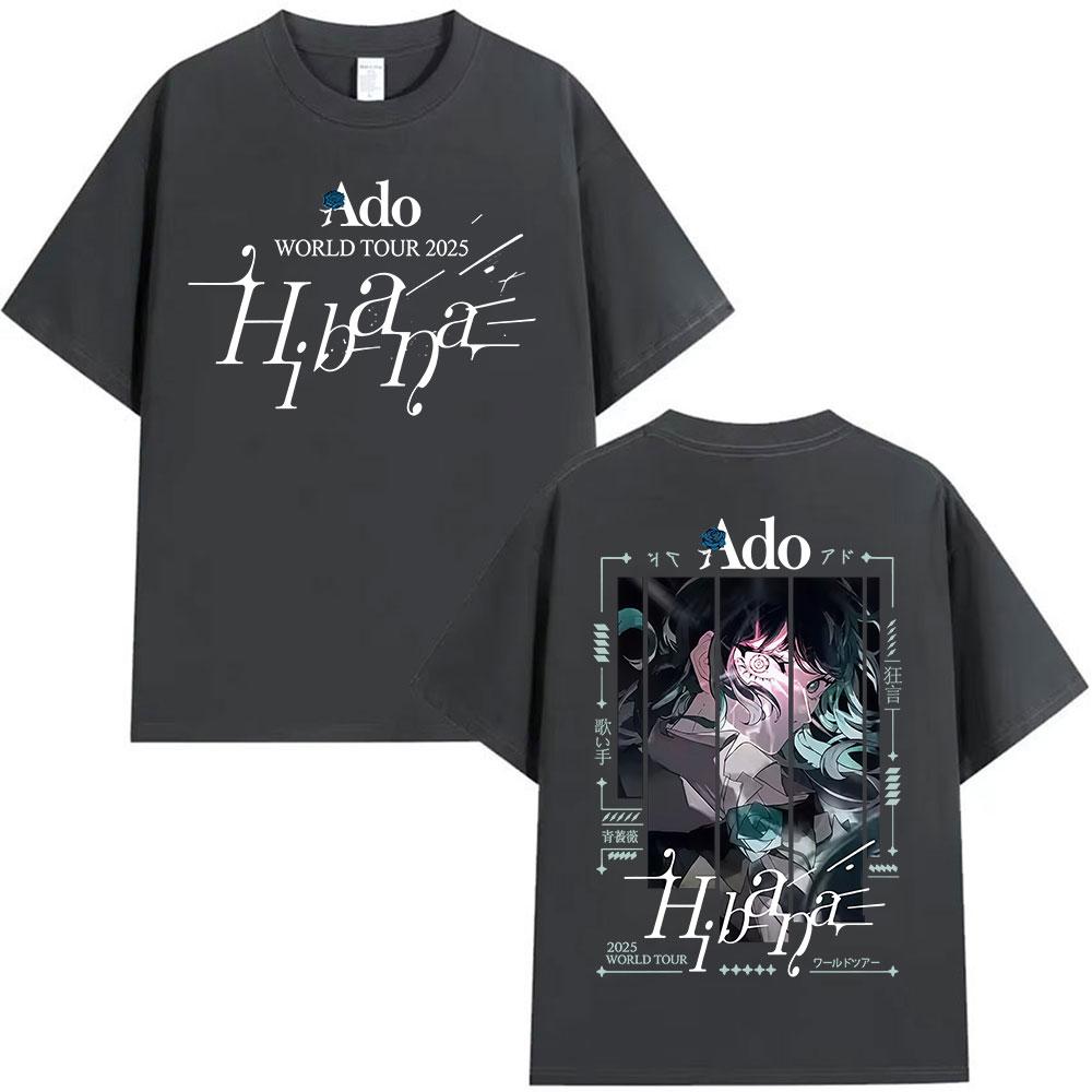 Springsummer Japanese Ado Hibana WORLD TOUR New TShirts Men Women Clothing Gothic Fashion Short Sleeve Pure Cotton Printed Top