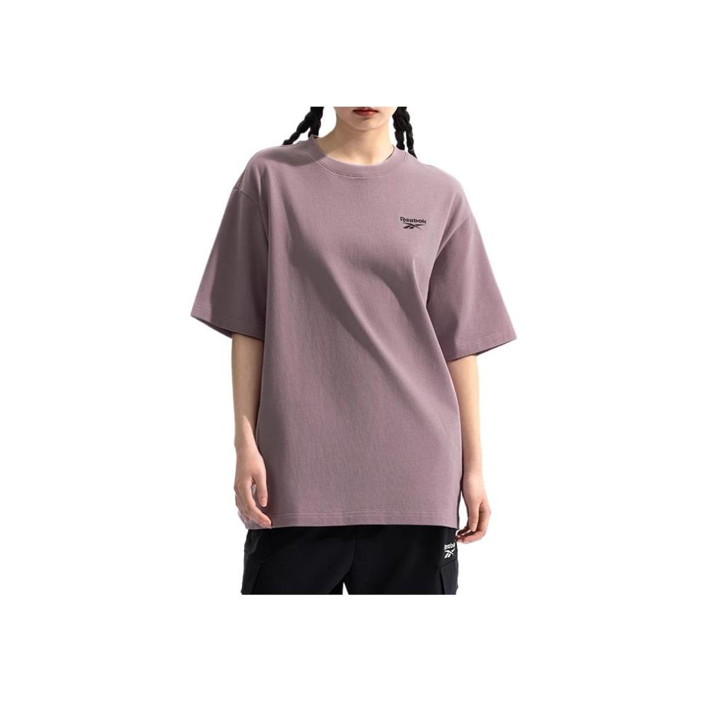 Reebok Fashionable Comfortable Versatile Casual Loose Short Sleeve T-Shirt Unisex Tops Gray Purple 24SRM429UGP3