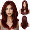 Europejska i Amerykańska Modna Puszysta Peruka Długie Włosy, Bordowa Długa Peruka z Włókna Odpornego na Wysoką Temperaturę