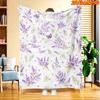 1pc 2D Flat Printing Spring And Summer New Arrival Lavender And Butterfly Pattern Digital Print Blanket, All-Season Use, Casual Throw, 100% Polyester 