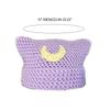 Fashion Beanie Hat for Women Girls Cat Ear Knit Hat Lovely Anime Skull Hat Y2K Moom Crochet Bonnet Hat Punk Headdress