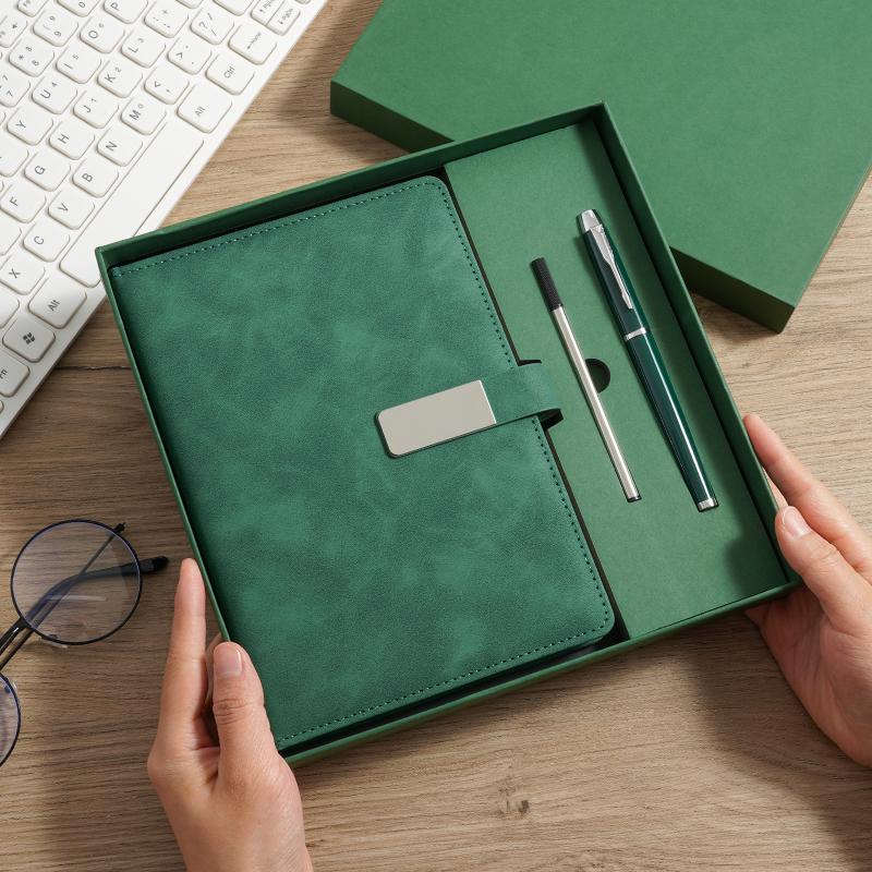 A5 Notebook Custom Thickened Printable logo B5 Soft Copy Business Office Faux Leather Notebook Business Gift with Metal Buckle (Green,200 Pages) зелёный