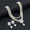 Square pearl necklace earrings two-piece set women's fashion high-end wedding dress popular jewelry