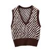 European and American Sleeveless Vest Vest Women's Striped V-neck Loose Sweater Zebra Pattern Animal Pattern Fashion Cross-border Knitted Sweater