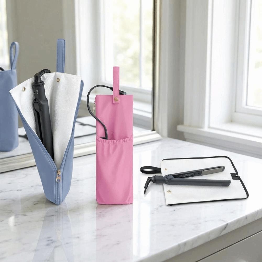Heat-Resistant Straightener Storage Pouch Hanging Hair Curling Holder Curling Iron Bag for Home