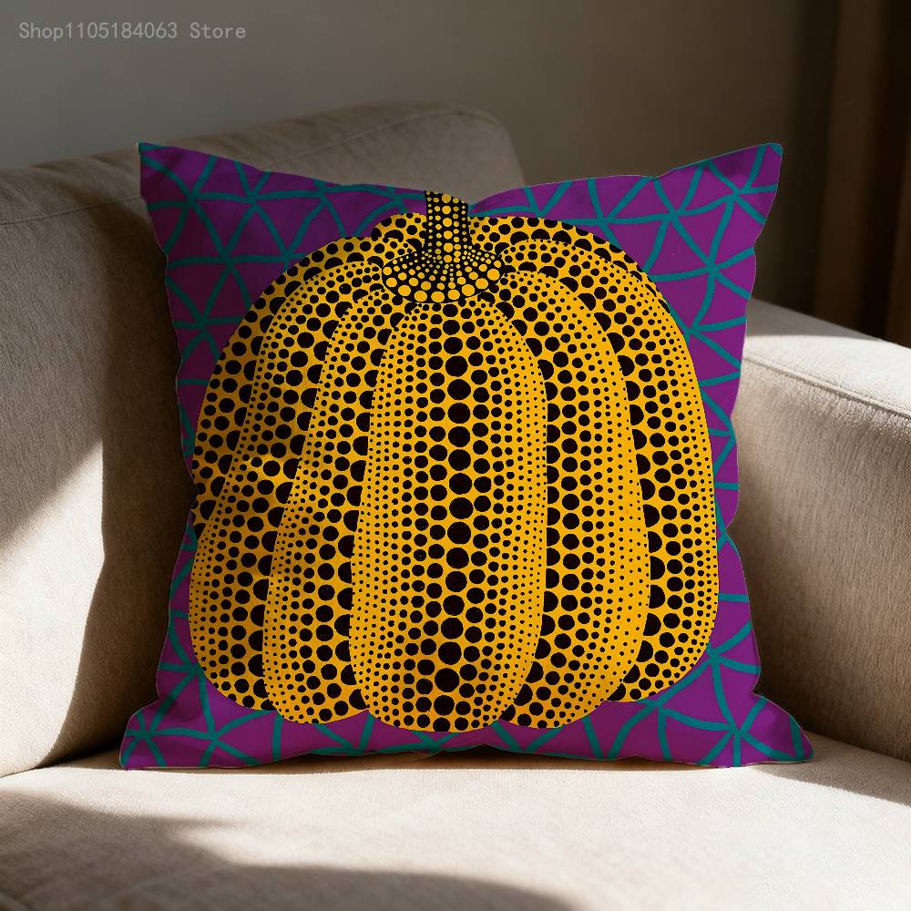 Art Y-Yayoi Pumpkin Polka Pillow Case For Sofa Decor Car Office Room Printing Cushion Cover Decorations and Protector