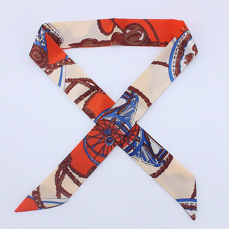 New Fashion Retro Pinrt Bag Luxury Designer Womens Silk Scarf Headwear Long Skinny Tie Scarves Ribbon Accessories Summer
