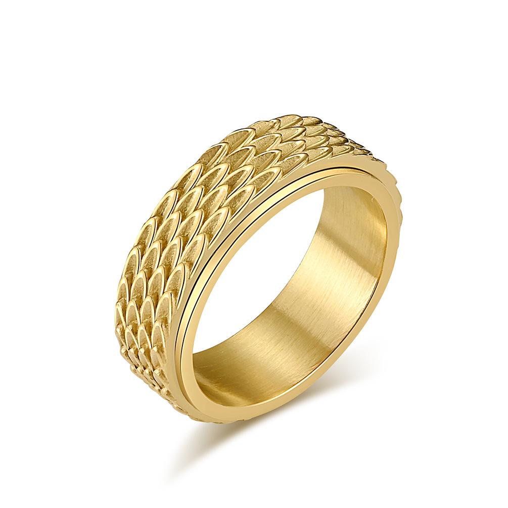 Vintage National Wind Dragon Scale Rotatable Men's Decompression Stainless Steel Finger Ring