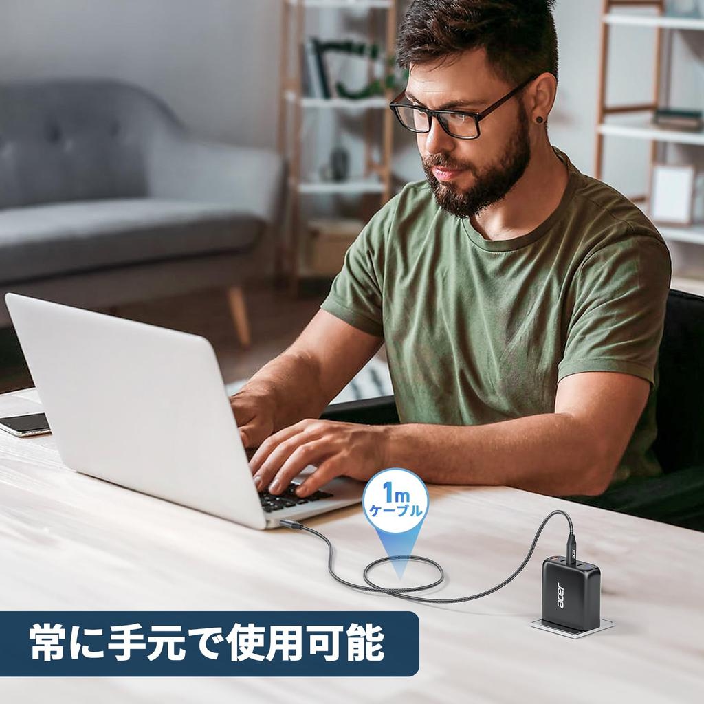 of acer USB Fast PD Nylon USB C to Compatible with iPhone MacBook Galaxy 480Mbps Data Transfer [Set 2] Type-C Cable, 100W/5A, 1m, 2m, 3m, Charging,