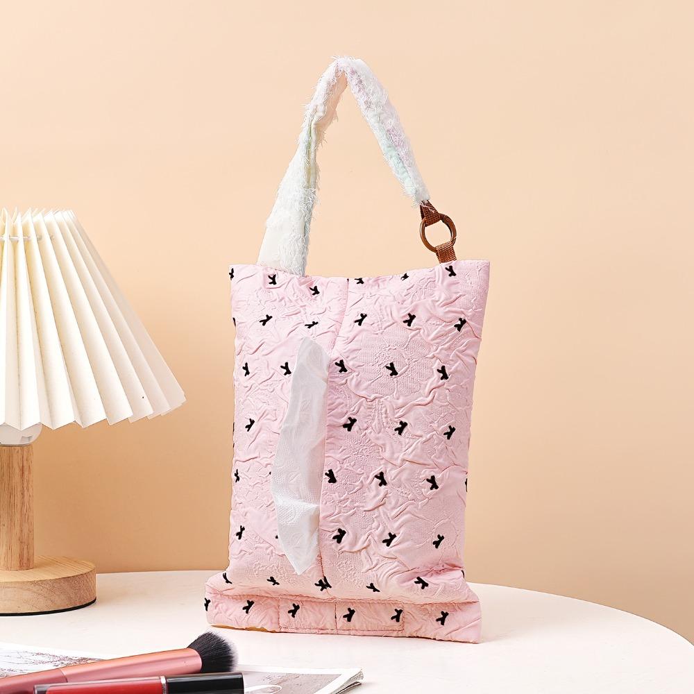 Hanging Design Car Paper Holder Portable Tissue Storage Cover Multifunctional Hanging Tissue Box розовый