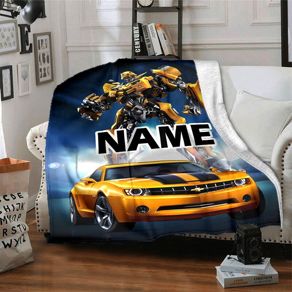 Customizable Bumblebee1 Throw Blanket – Personalized Name, All-Season Cozy Snug Blanket, Machine Washable, Personalized Blanket