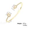 Luxury Geometry Gold Color Cuff Bangles For Women Fashion Cubic Zirconia Bracelets INS Party Everyday Jewlery.