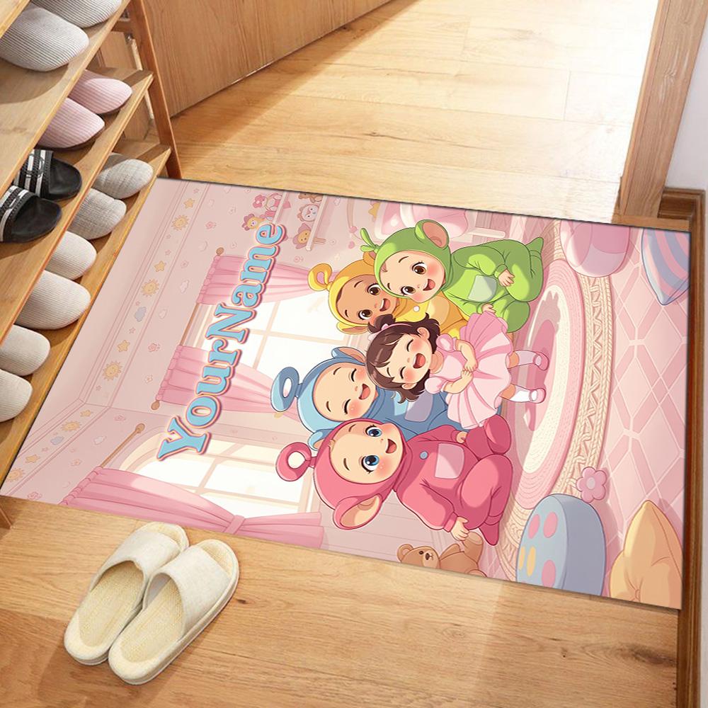 Teletubbies Customizable Name Area Rug Suitable for Bedrooms Playrooms Entryway Foyer Antislip Carpet Decorate Offices