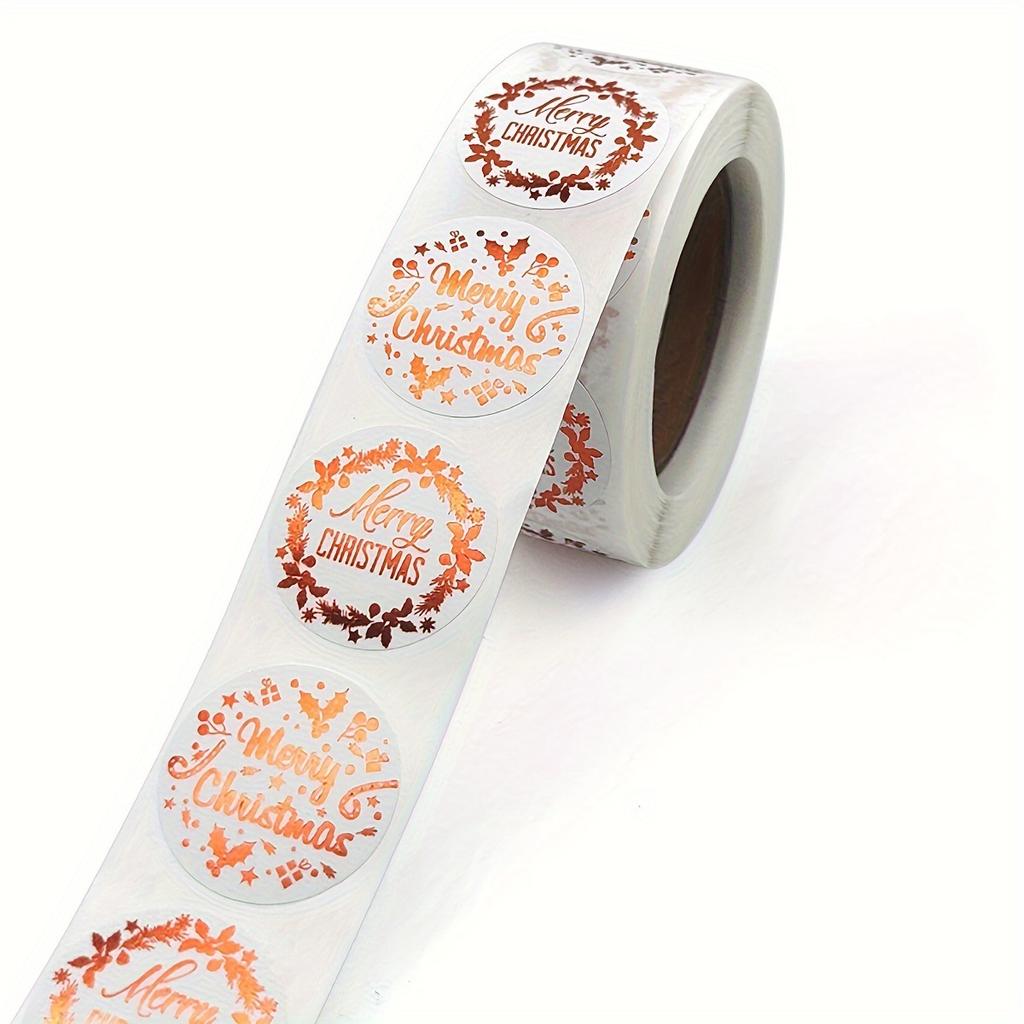 Rose Gold Merry Christmas Stickers Self-Adhesive Holiday Stickers Self-Adhesive for Christmas Decoration Wedding Party Card Labels 500 Pieces In a Ro