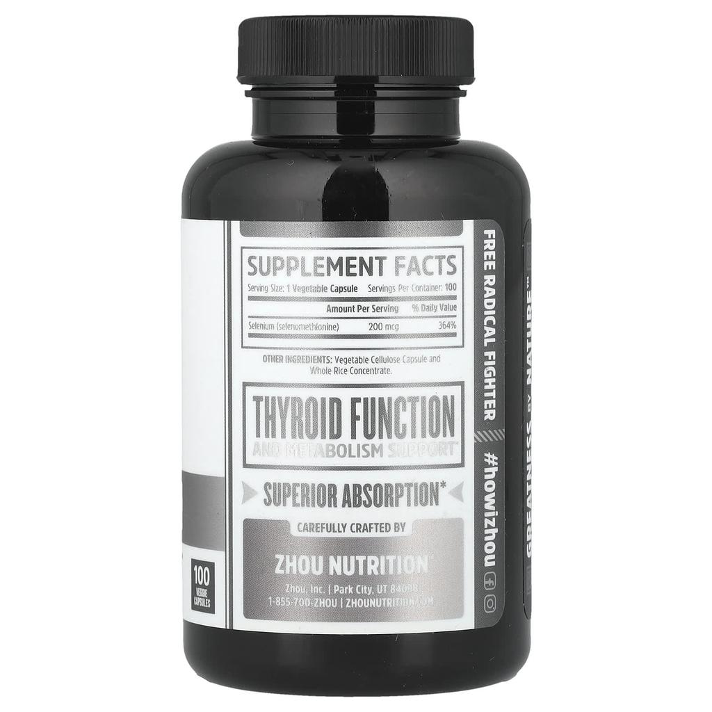 Selenium, Essential Trace Mineral, 200 Mcg, 100 Vegetable Capsules