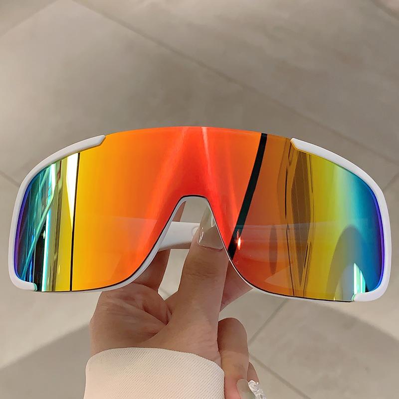 Oversize Monoblock Sunglasses Men Fashion Mirror Sports Goggle for Skiing Trendy Women Anti-UV Outdoor Hiking Sun Glasses