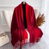 Fashion Solid Cashmere Warm Scarf for Women New Design Pashmina Winter Double Color Shawl Wraps Bufanda Tassel Blanket Poncho