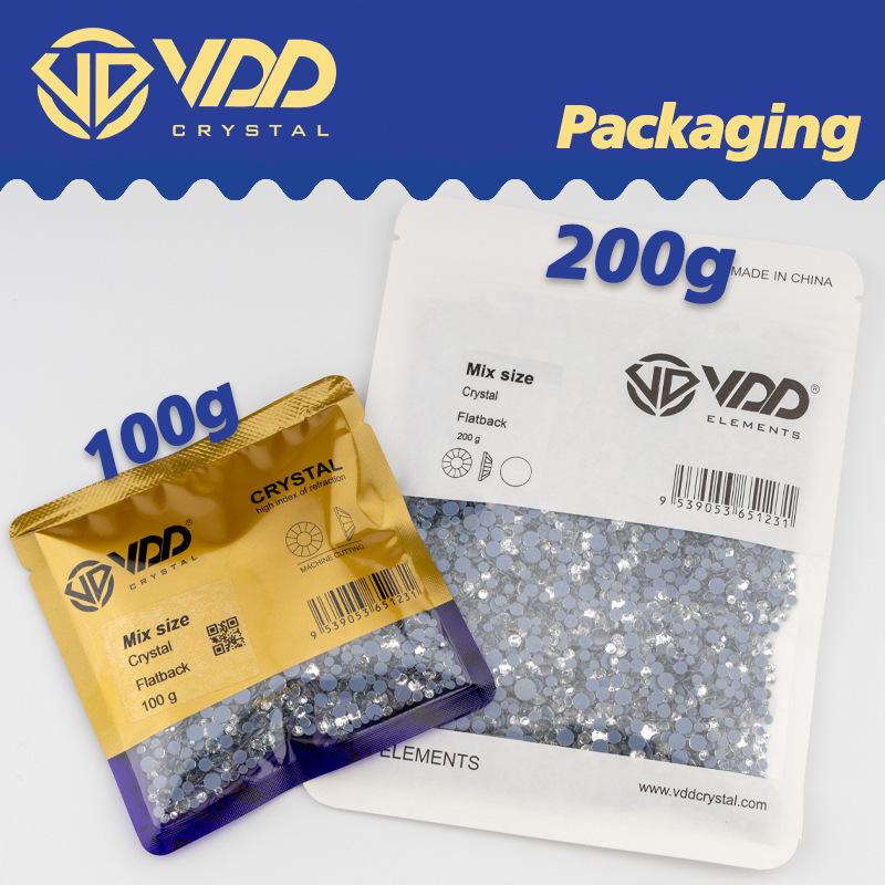VDD High-Quality Mixed Size Rhinestones: SS6-SS30 Glass Crystal Hot Melt Adhesive Flat Back