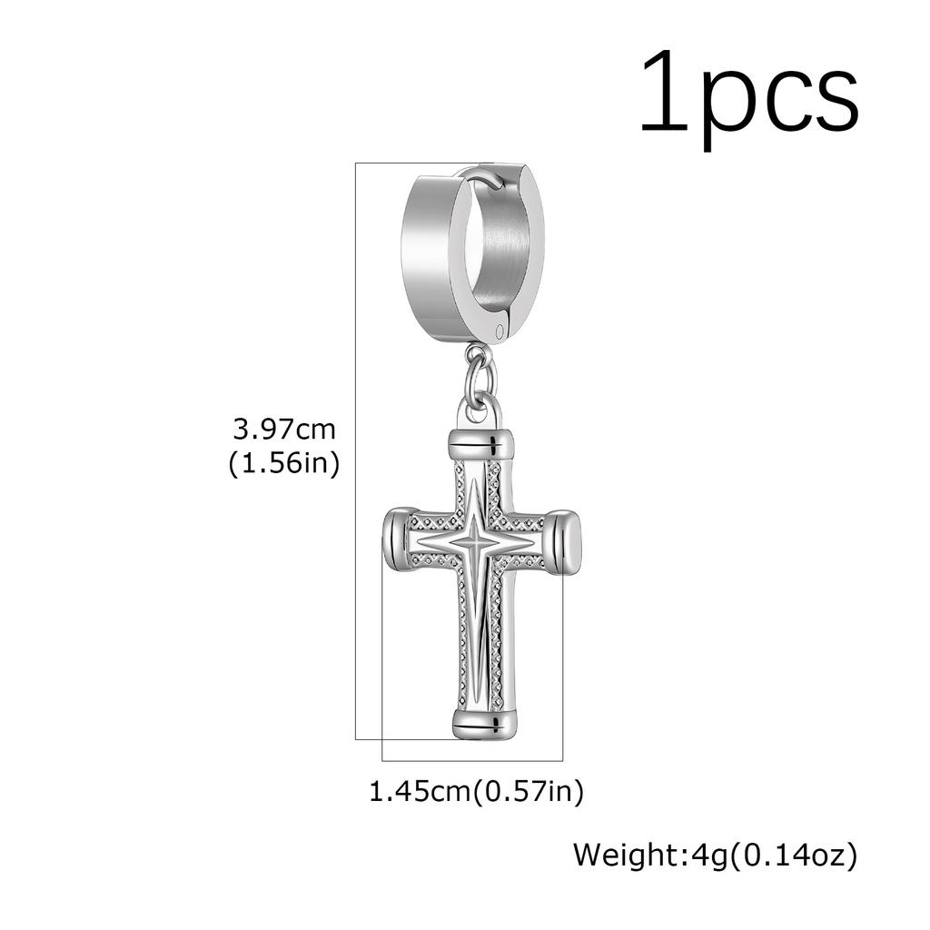 Stylish Cross Hoop Earrings for Men,Anti Allergy Stainless Steel Croos Charms Earrings,New Jewelry Gift
