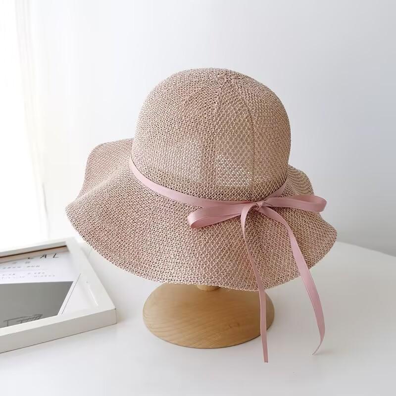 Summer Hat Women's Sunscreen Hat Sun Hat Mesh Breathable Sun Hat Bow Fisherman Hat Outdoor Travel Basin Hat