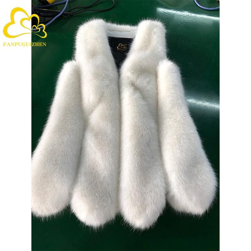 Strength Autumn and Winter New Imitation Raccoon Hair Big Water Drop Fur Vest Medium and Long White Vest