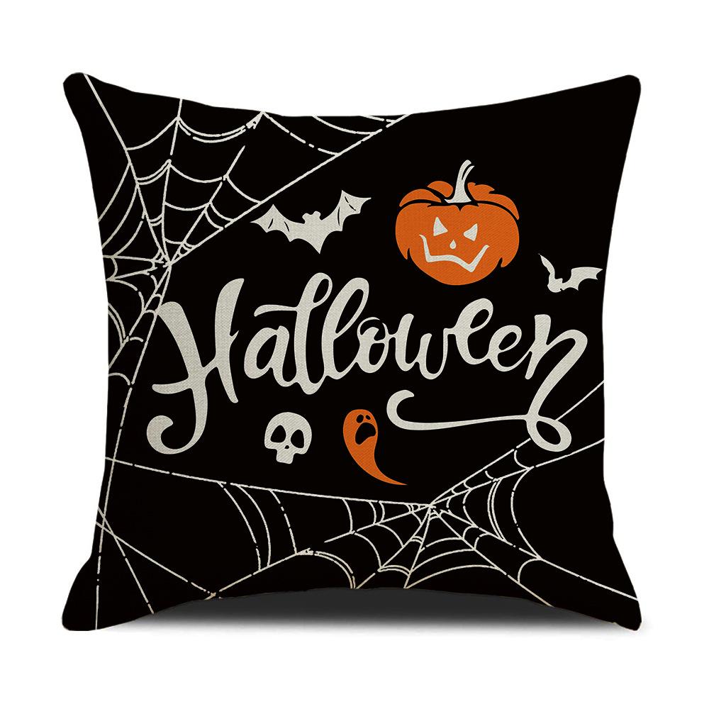 Black and White Letters: Halloween Linen Pillowcase Cartoon Funny Haunted Day Sofa Cover