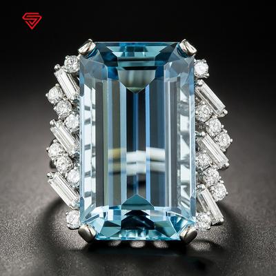Luxuriöse Ringe aus blauem Edelstein für Hochzeit, Verlobung, edler Schmuck. Neu