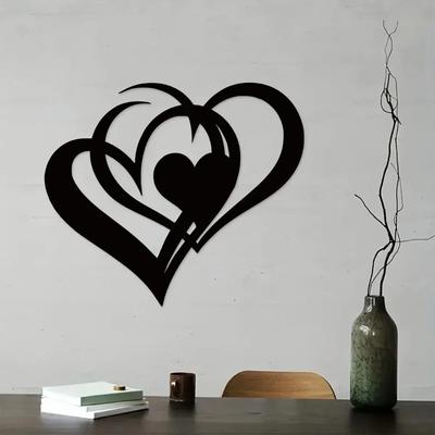 1pc Romantic Two-Hearts Metal Wall Art - Durable Metal. Beautiful Decoration. Easy To Hang. Thoughtful Gift Idea.